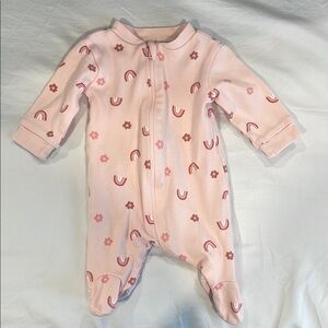 Pink Kids One Piece with Rainbow Pattern
